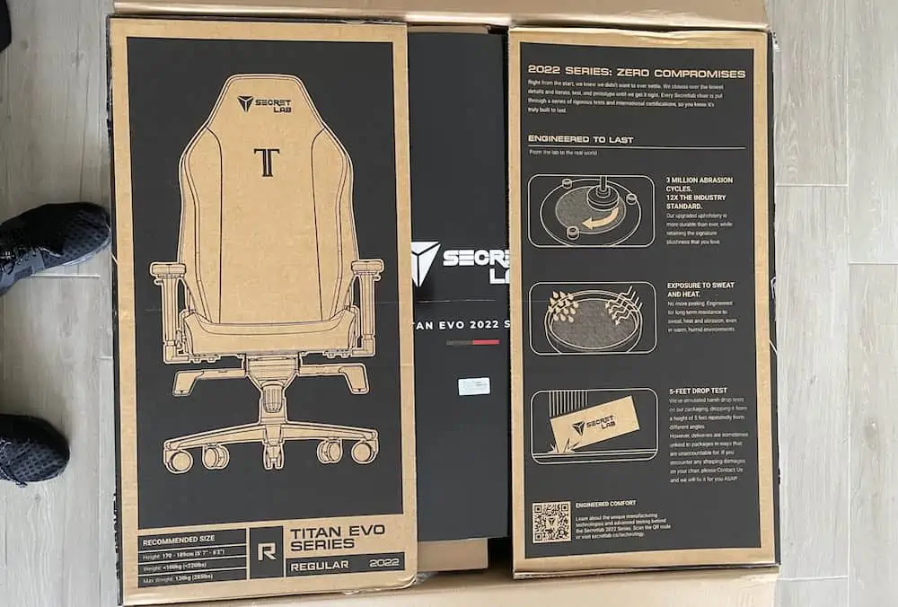 Grafische weergave van de stoel op de binnenflappen van de doos