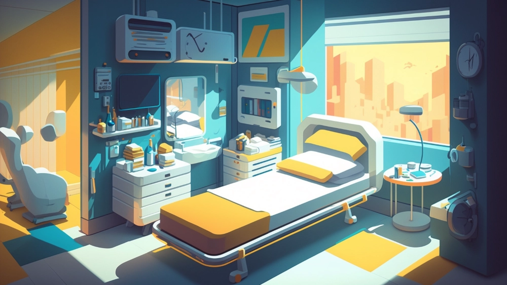 Illustratie van futuristische ziekenhuiskamer