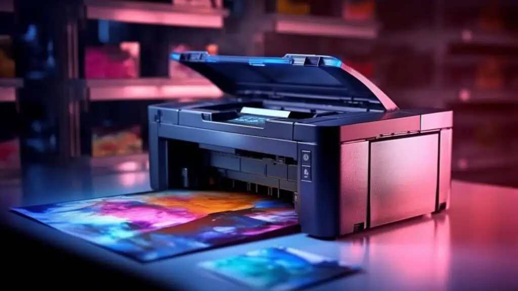 Een printer die afbeeldingen afdrukt in een koude loods.