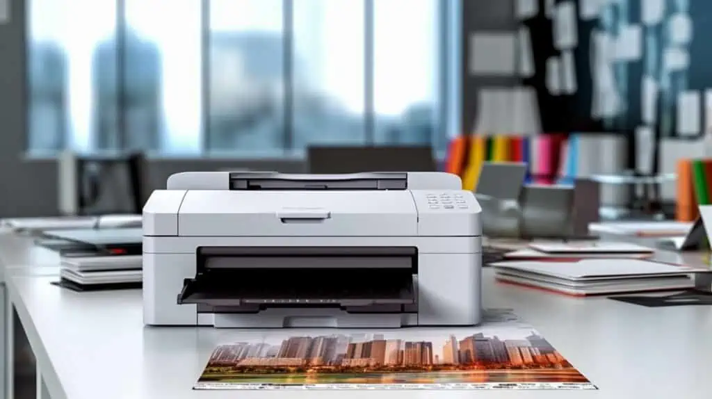 een printer in een kantoorsetting