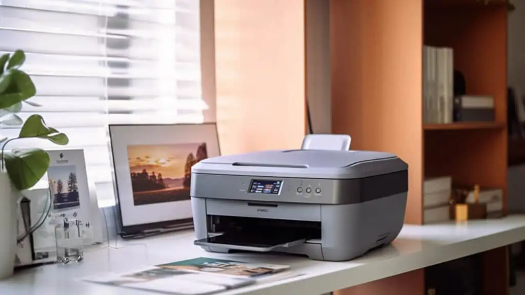 Een draadloze printer in een thuiskantoor