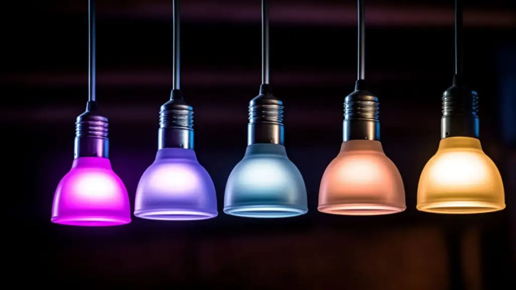 Een rij met verschillend gekleurde led-lampen