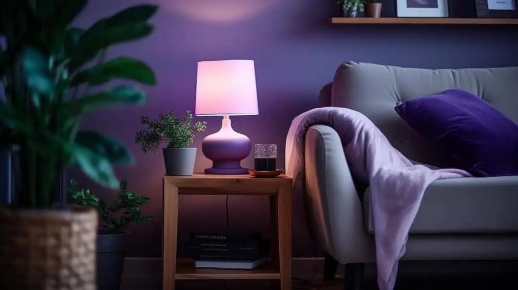 Een slimme lamp in een woonkamer
