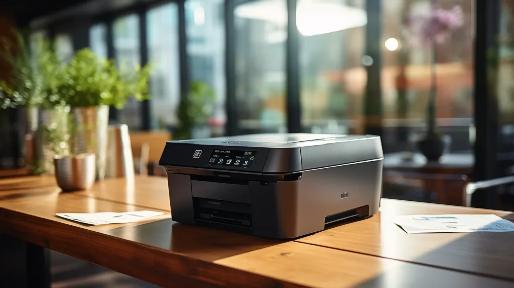 een laserprinter in een professionele kantooromgeving