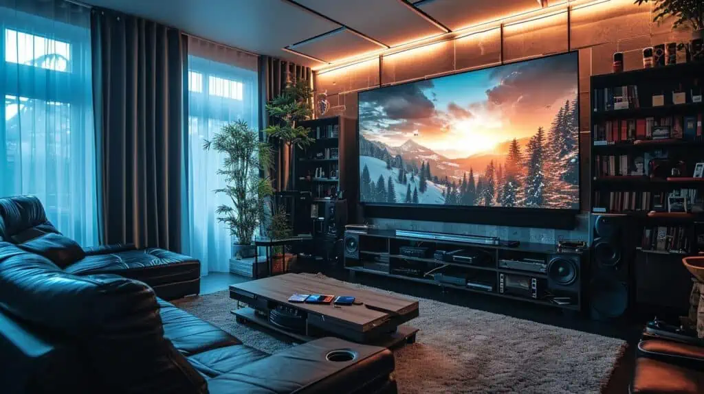 Een 85 inch tv in een home cinema set up