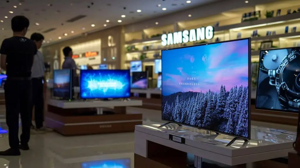 Samsung tv's in een Samsung showroom