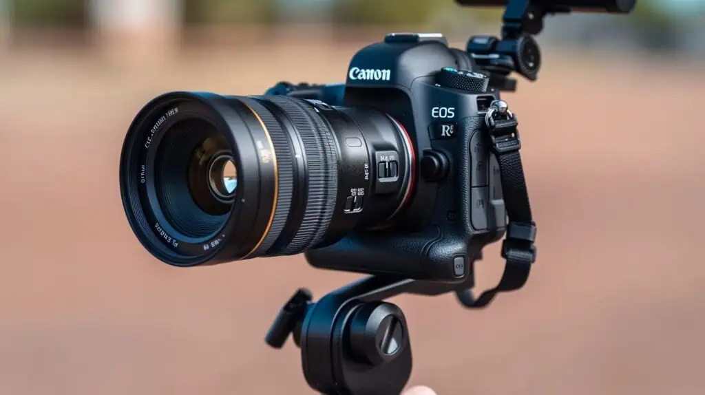Een canon camera in een gimbal