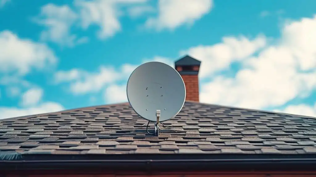 Een satelliet schotel op een dak
